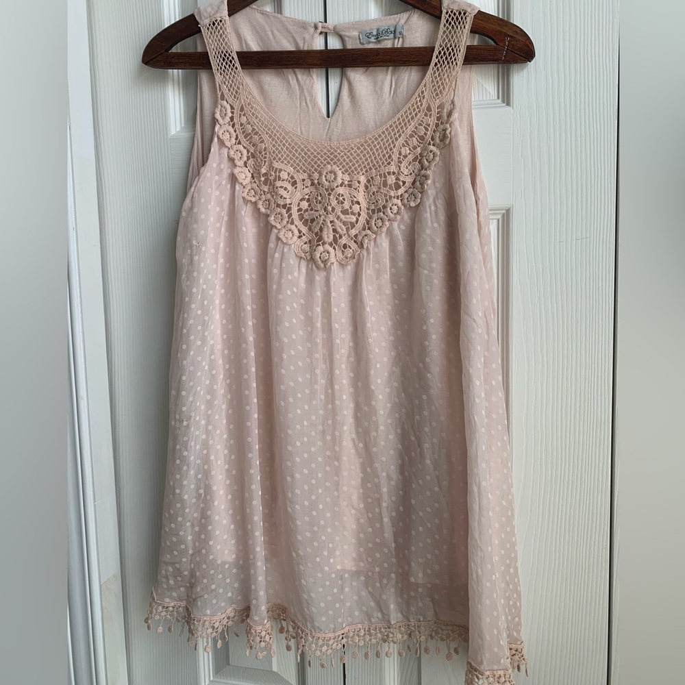 Gorgeous Elena Baldi Silk Soft Pink Polka Dot Made in Italy SZ S Top